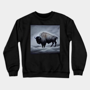 Bison in Snowstorm Crewneck Sweatshirt